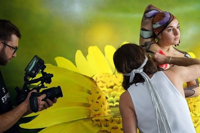 "Flutura" filloi me një skicë të vogël që bëri me laps. Nga atje, ai vazhdoi të krijojë një skicë më të madhe me ngjyra.