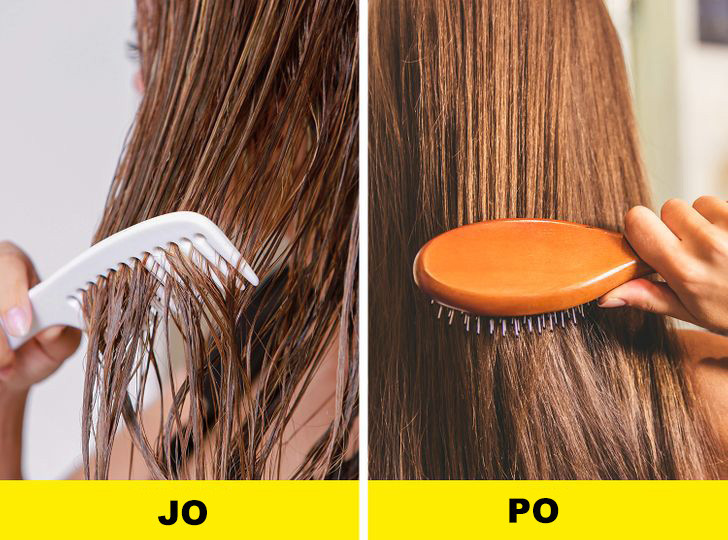 8. Ju krihni flokët kur janë lagur.